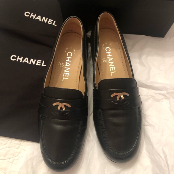 Chanel Size 36 Authentic Black Loafers Gently Used CC Mocassin Loafers - Picture 2 of 13